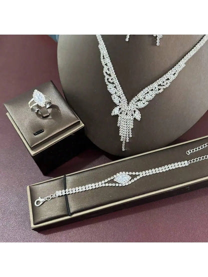 Stylish and Simple Necklace, Earrings, Bracelets, Rings, Women's Necklace Set, Elegant Dress, Wedding, Dance, Party Accessories