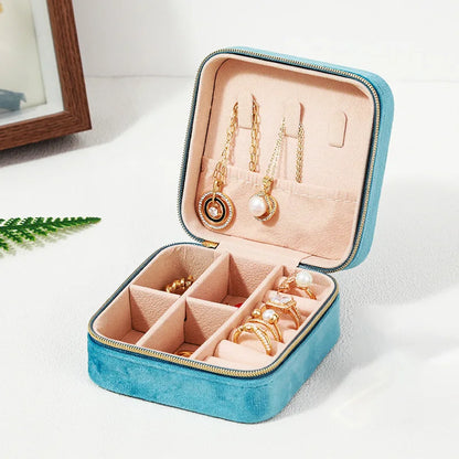 Velvet Travel Jewelry Box Organizer