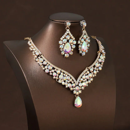 Bride Wedding Luxury Necklace Earring Set Exquisite and Elegant for Ladies Suitable for Party Festivals