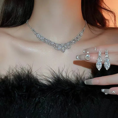 Necklace and Earring Set for Women, 2025 New Style, High-End Choker, Light Luxury Niche Decorative Clavicle Necklace