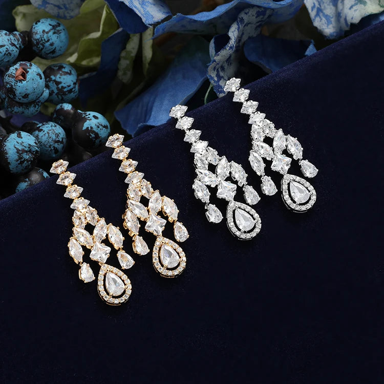 Jewelry Set HADIYANA New Retro Simple Ladies Engagement Wedding Necklace Bracelet Ring Earrings Zircon Set BN8050 Bijoux Mariage