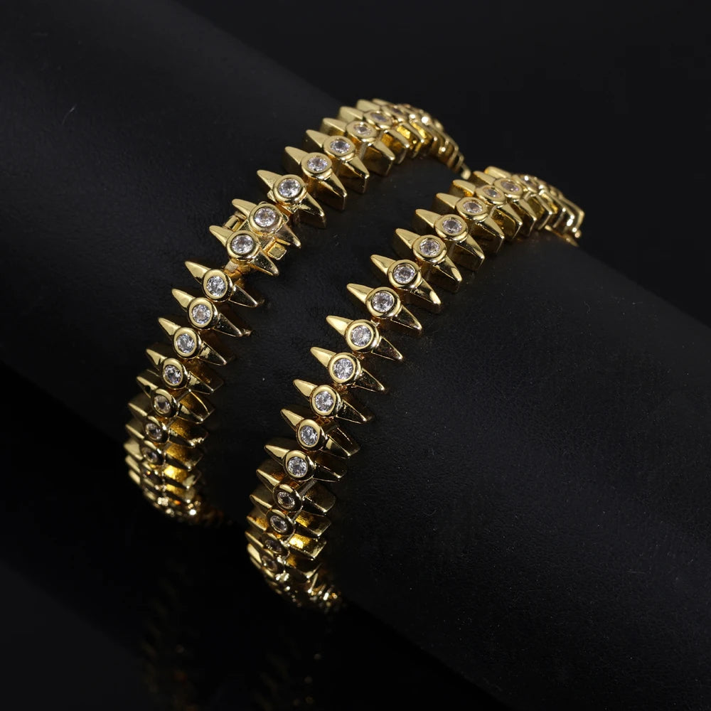 2025 New Fashion Women Gold Color Tennis Chain Bracelet