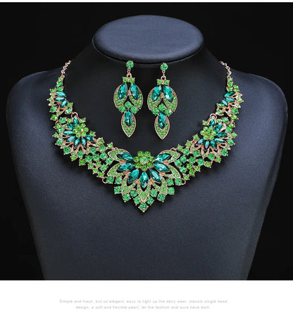 Retro Necklace Set 2-piece Set Leaves And Flowers Luxury Jewelry Wedding Accessories