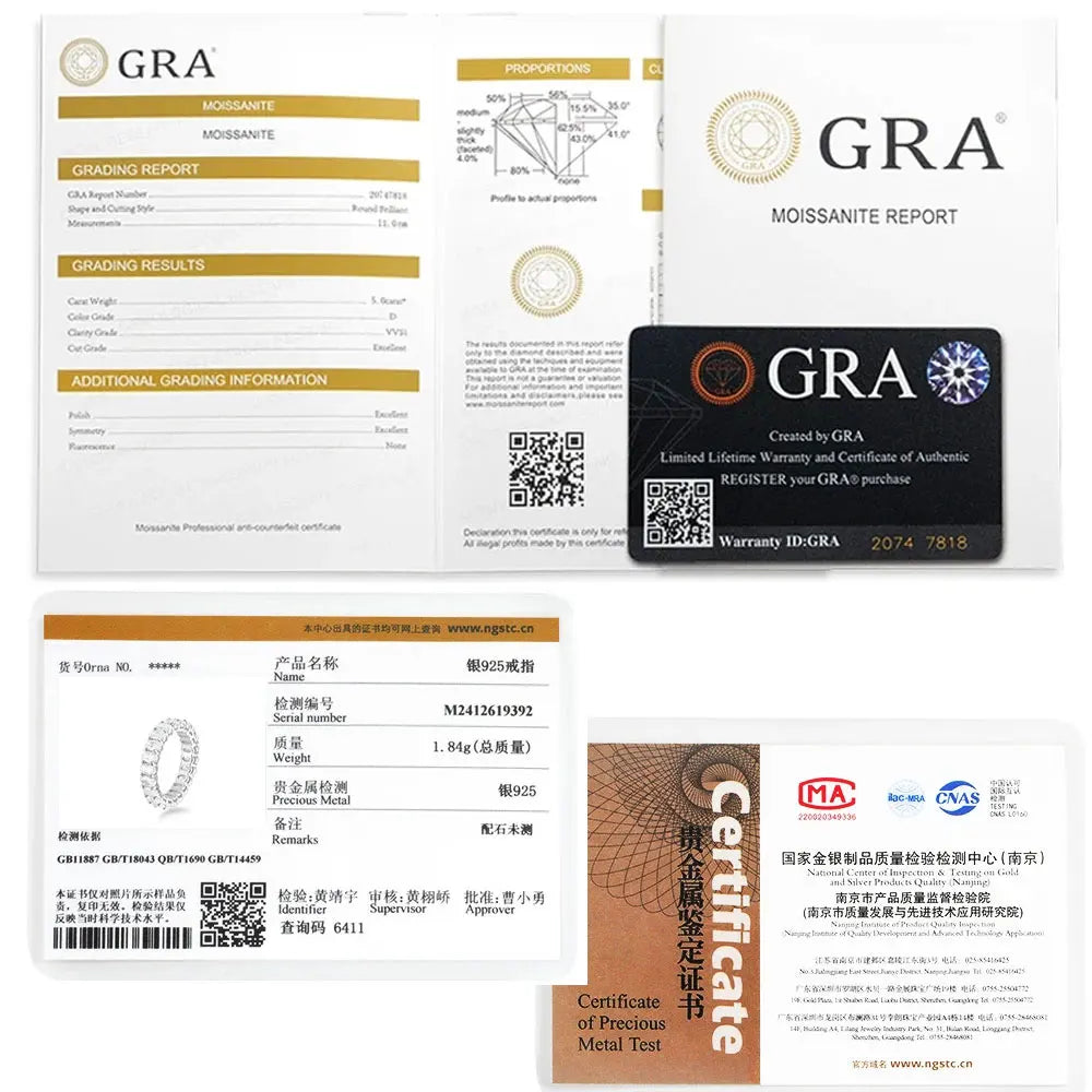 KNOBSPIN D VVS1 3*5mm Oval Moissanite Rings for Women Men Engagement Wedding Eternity Bands with GRA s925 Sliver Plated 18k Ring