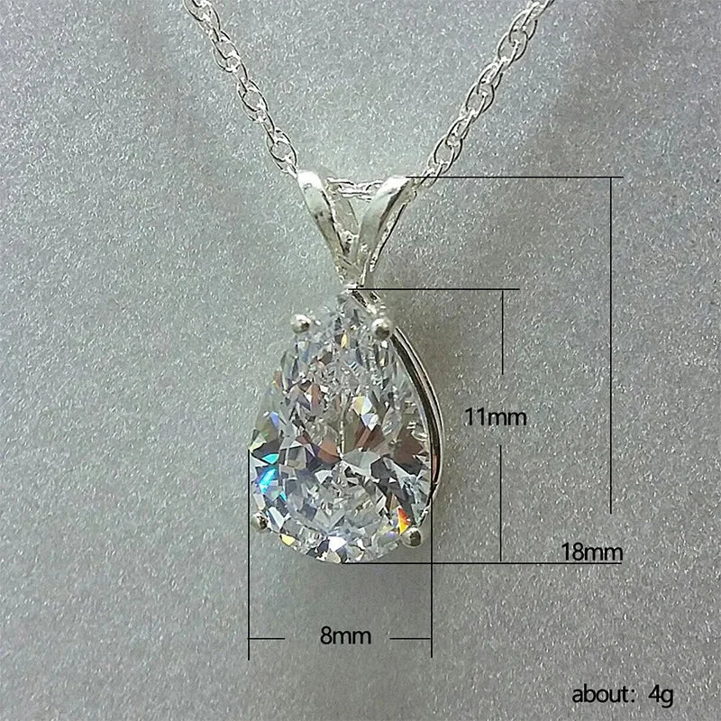 Classic Luxury High Quality 5A Zircon Teardrop-shaped Pendant Necklace for Women Bride Wedding Engagement Jewelry Accessory Gift
