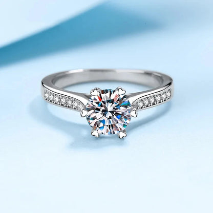 18K White Gold Luxury Diamond Rings for Women Platinum Pt950 1 Carat Moissanite Sparkling Ring Wedding Fine Jewelry Fashion Gift