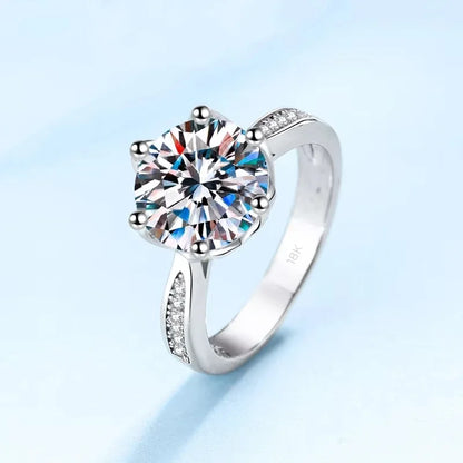 Jewelry 18K White Gold 3 Carat VVS D Color Moissanite Diamond Engagement Ring Women Wedding Anniversary Day Gift Rings For Her