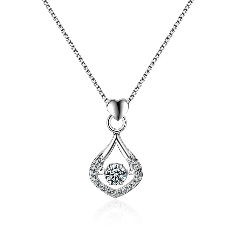 Dance Moissanite Necklace For Women Wedding Engagement 925 Sterling Silver Chain With Water Drop Diamond Pendant Female Choker