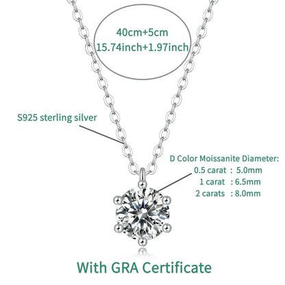 TY 0.5-2ct Moissanite Necklaces S925 Silver Engagement Moissanite Necklace Pendant Man And Woman For Wedding Anniversary Gift