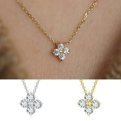 Flower Pendant Crystal Necklaces Women's Neck Chain Daily Engagement  Chokers Lucky Gift For Girls Christmas Japan Style Jewelry