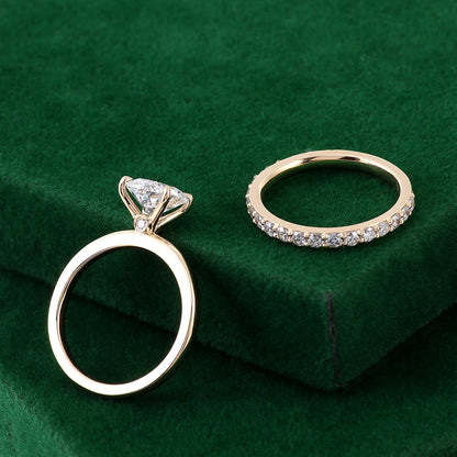 Provence 14K/18K yellow gold wedding ring set IGI certified 1.5CT oval lab diamond engagement rings stacking 3/4 eternity band