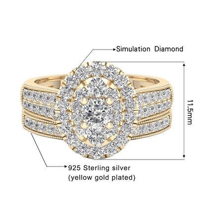 2PCS Diamond Couple Rings Set Woman Wedding Engagement Sterling Silver Ring Shining Luxury 5A Zircon 14k Gold Classic Jewelry