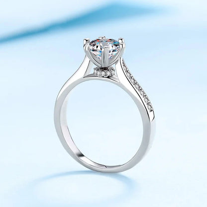 18K White Gold Luxury Diamond Rings for Women Platinum Pt950 1 Carat Moissanite Sparkling Ring Wedding Fine Jewelry Fashion Gift