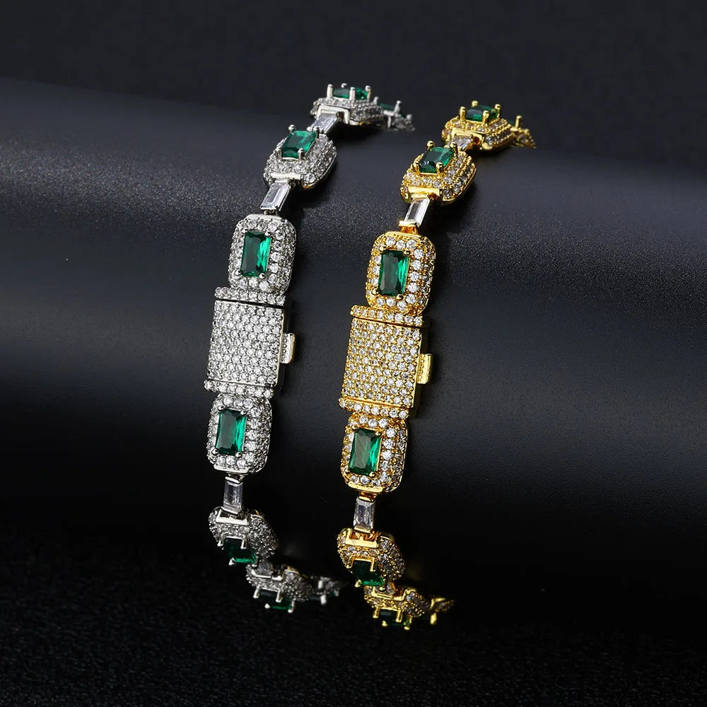 Fashion Exquisite Color Green Crystal Inlaid Ladies Charm Tennis Necklace Engagement Wedding Couple Jewelry