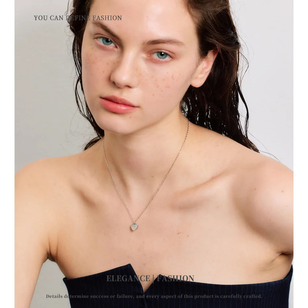 NiNice Necklaces for Women 316L Stainless Steel Original Double Layered Heart-Shaped Cubic Zirconia Pendant Romantic Engagement