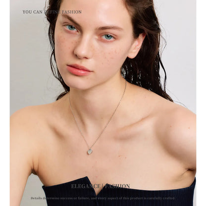 NiNice Necklaces for Women 316L Stainless Steel Original Double Layered Heart-Shaped Cubic Zirconia Pendant Romantic Engagement