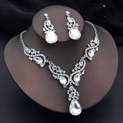Elegant Fashion Necklace Sets for Women Party Birthday Green Choker Necklace Earrings Set Wedding Dress Bridal Jewelry Sets