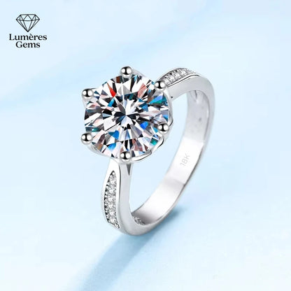 Jewelry 18K White Gold 3 Carat VVS D Color Moissanite Diamond Engagement Ring Women Wedding Anniversary Day Gift Rings For Her