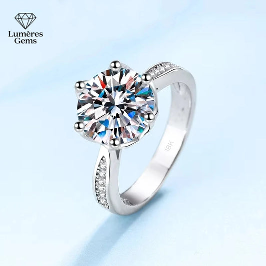 Jewelry 18K White Gold 3 Carat VVS D Color Moissanite Diamond Engagement Ring Women Wedding Anniversary Day Gift Rings For Her