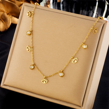 Double-Layer Square Pendant Necklace – Vintage Gold Plated Stainless Steel Jewelry