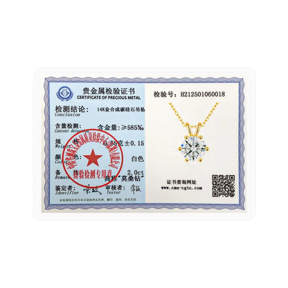 Women's Neck Chain 100% Real 14k Gold Moissanite Diamond Pendant Necklaces for Girl Wedding Engagement Valentines Gifts Jewelry