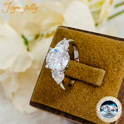 JoyceJelly Luxury Wedding Sterling 925 Silver Ring 3 Carat D-COLOR Moissanite Diamond Jewelry For Women Classic Four Claw Design