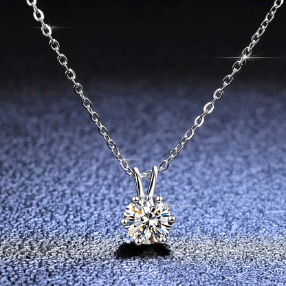Women's Neck Chain 100% Real 14k Gold Moissanite Diamond Pendant Necklaces for Girl Wedding Engagement Valentines Gifts Jewelry
