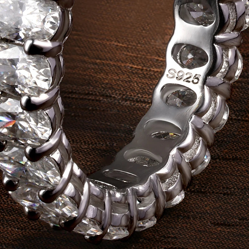 KNOBSPIN D VVS1 3*5mm Oval Moissanite Rings for Women Men Engagement Wedding Eternity Bands with GRA s925 Sliver Plated 18k Ring