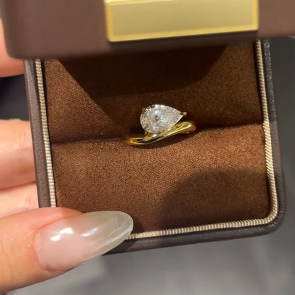 OEVAS 7*11MM 3Carat D Color Water Drop Moissanite Rings 18K Gold 100% 925 Sterling Silver Top Quality For Women Wedding Gifts