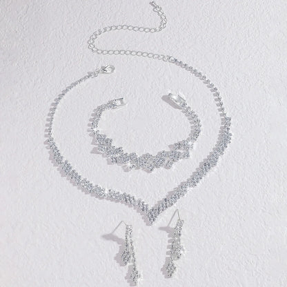 Fashionable silver plated rhinestone folding tassel earrings necklace, wedding jewelry gift, fashionable style