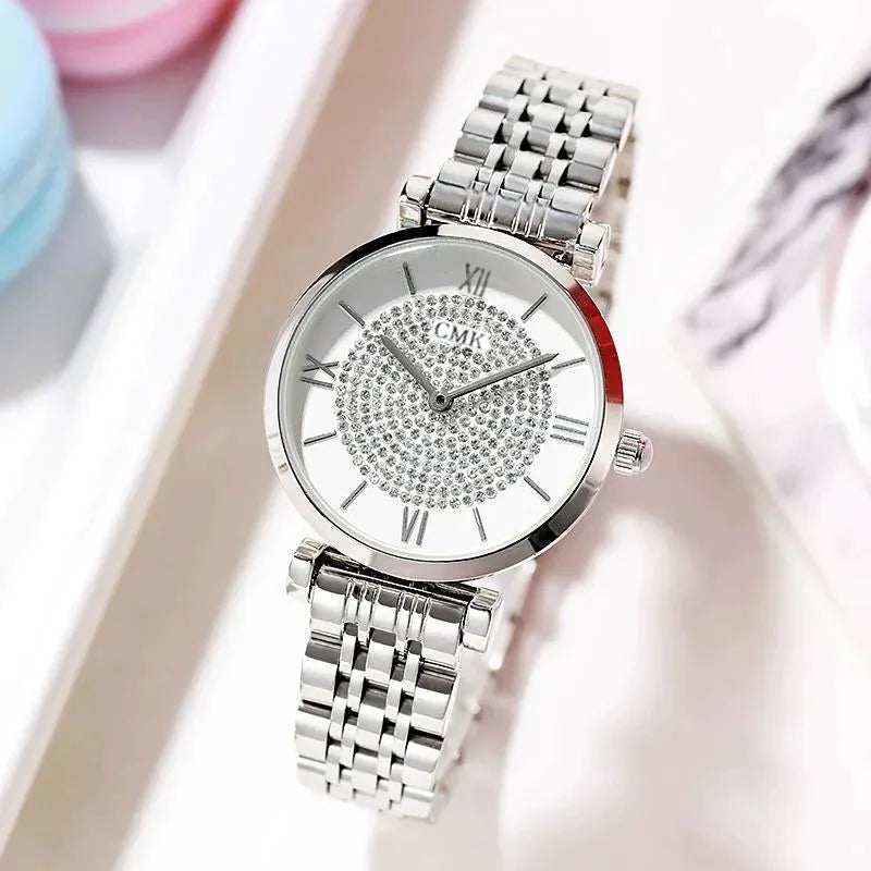 Luxury Crystal Women Bracelet Watches W440-Silver