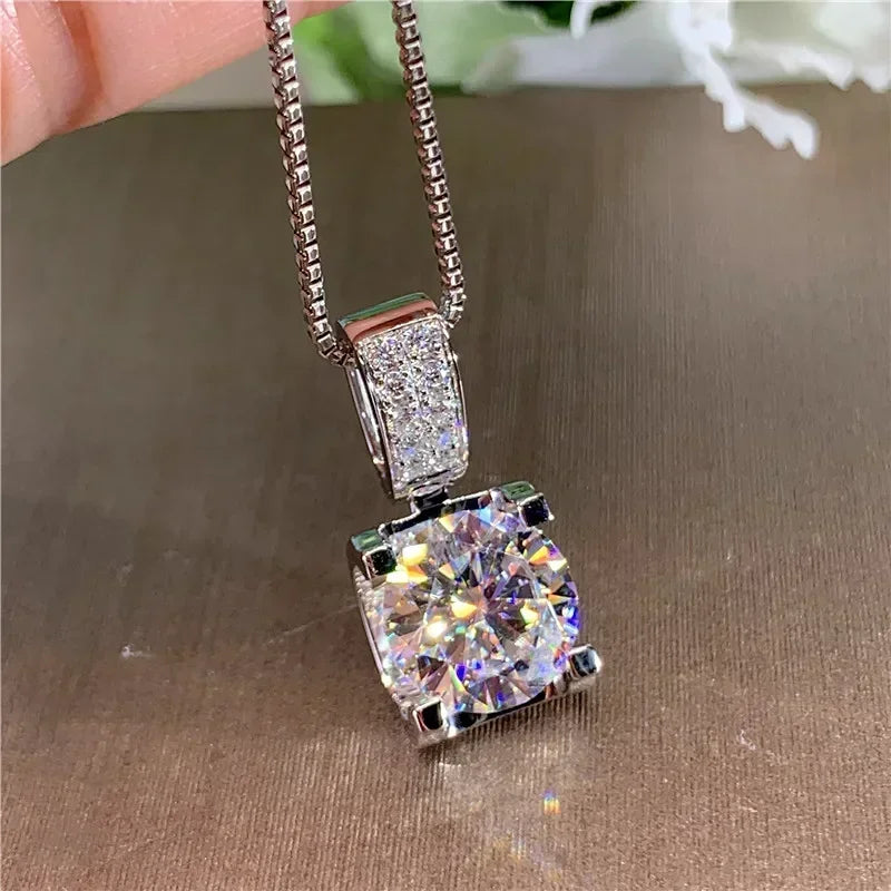Ne'w Crystal Cubic Zirconia Engagement Necklace for Women High-quality Silver Color Accessories Luxury Female Jewelry Gifts