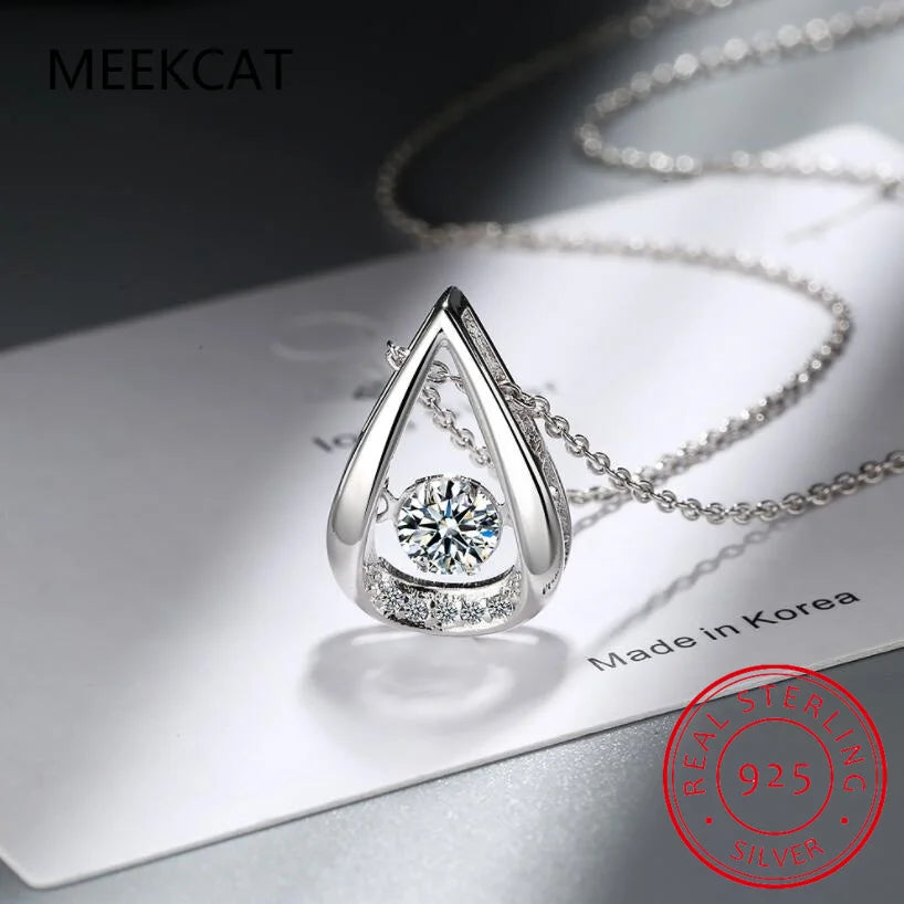 Dance Moissanite Necklace For Women Wedding Engagement 925 Sterling Silver Chain With Water Drop Diamond Pendant Female Choker