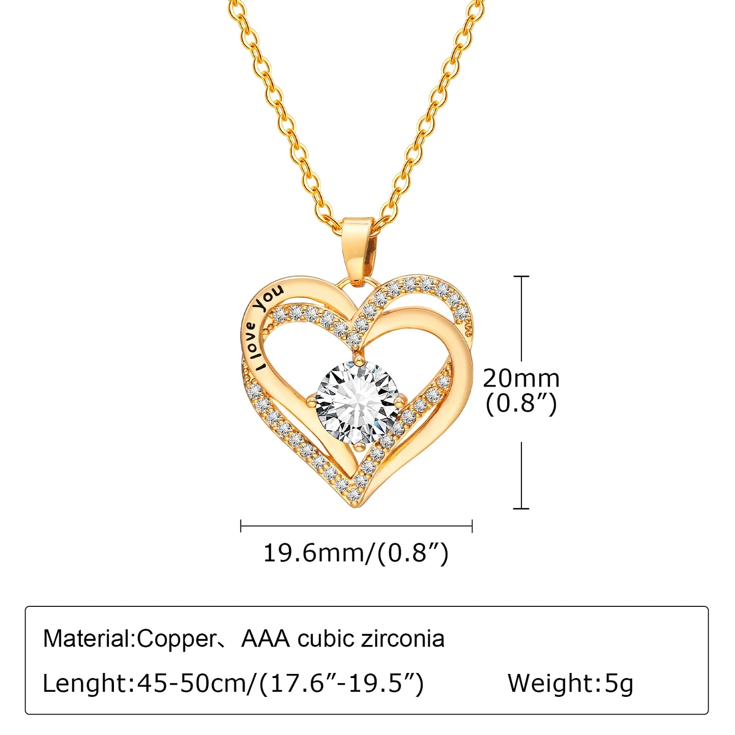 Vnox Heart Necklace for Women
