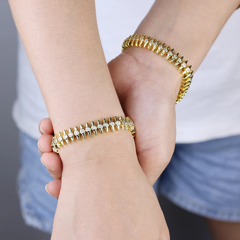 2025 New Fashion Women Gold Color Tennis Chain Bracelet