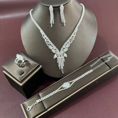 Stylish and Simple Necklace, Earrings, Bracelets, Rings, Women's Necklace Set, Elegant Dress, Wedding, Dance, Party Accessories