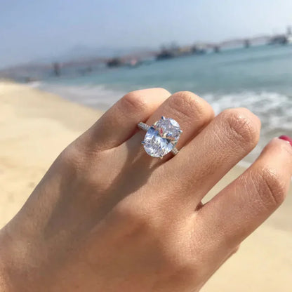 8CT Oval Cut All Moissanite Ring for Women S925 Silver Sparkling Lab Diamond Moissanite Wedding Band Fine Jewelry