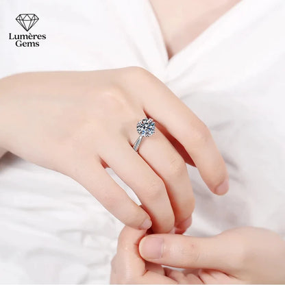 Jewelry 18K White Gold 3 Carat VVS D Color Moissanite Diamond Engagement Ring Women Wedding Anniversary Day Gift Rings For Her