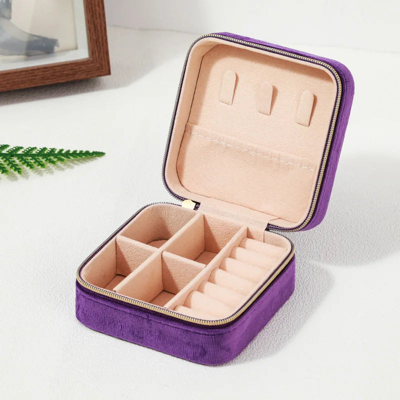 Velvet Travel Jewelry Box Organizer