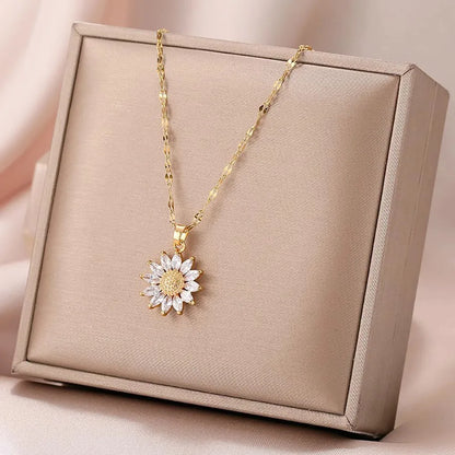 Elegant sunflower necklace celebrates love and loyalty.
