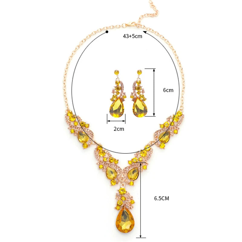 Elegant Fashion Necklace Sets for Women Party Birthday Green Choker Necklace Earrings Set Wedding Dress Bridal Jewelry Sets