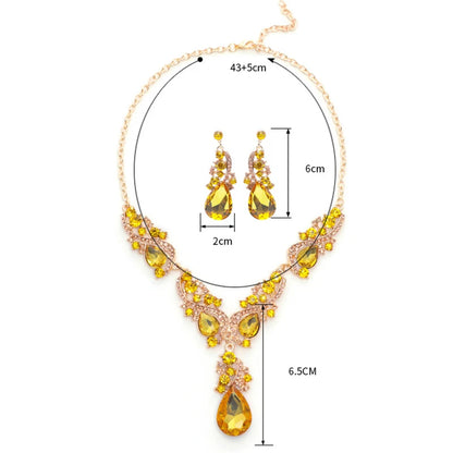 Elegant Fashion Necklace Sets for Women Party Birthday Green Choker Necklace Earrings Set Wedding Dress Bridal Jewelry Sets