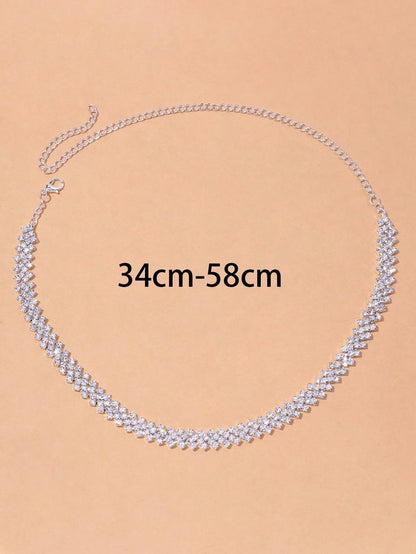 XSBODY Simple Fashion Shiny Wedding Bridal Water Drop Geometric Luxury Rhinestone Necklace for Women Banquet Party Temperament