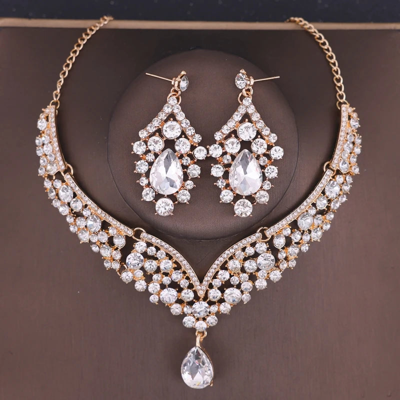 Bride Wedding Luxury Necklace Earring Set Exquisite and Elegant for Ladies Suitable for Party Festivals