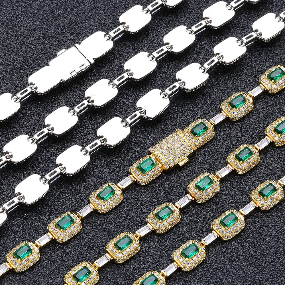 Fashion Exquisite Color Green Crystal Inlaid Ladies Charm Tennis Necklace Engagement Wedding Couple Jewelry
