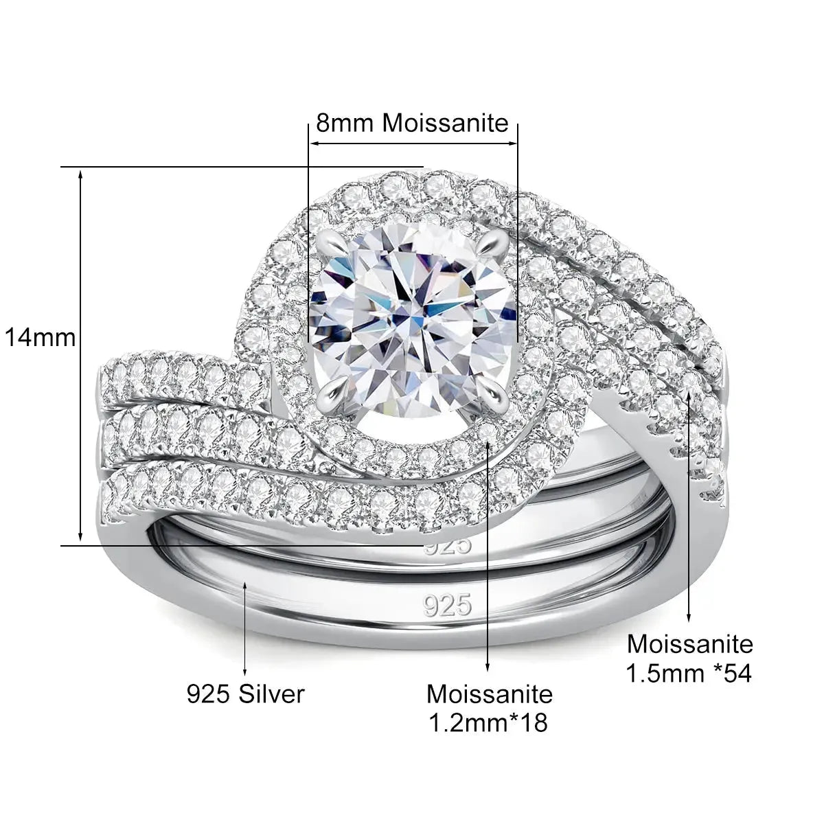 Top Quality 2PCS Moissanite Rings For Women - Pearl pulse Jewelry