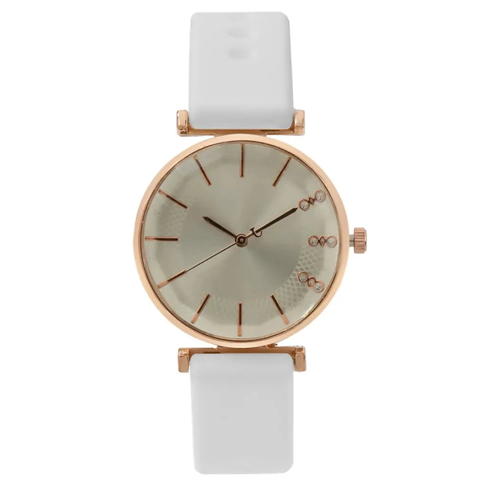 Fashion Simple With Diamonds Ladies Quartz Watches White CHINA