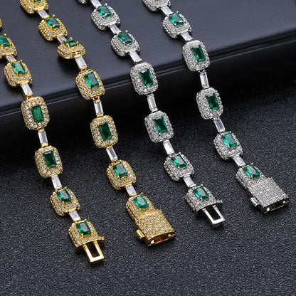 Fashion Exquisite Color Green Crystal Inlaid Ladies Charm Tennis Necklace Engagement Wedding Couple Jewelry