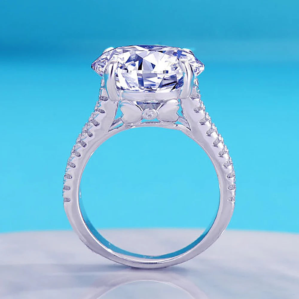 Luxury 10Carat Large Moissanite Diamond Ring 925 Silver Plated 18K Gold Eternity Engagement Ring  for Women Wedding Bridal Band