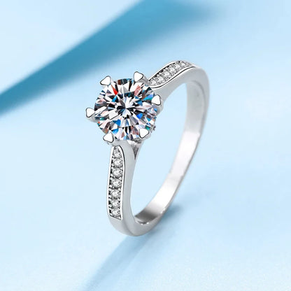 18K White Gold Luxury Diamond Rings for Women Platinum Pt950 1 Carat Moissanite Sparkling Ring Wedding Fine Jewelry Fashion Gift